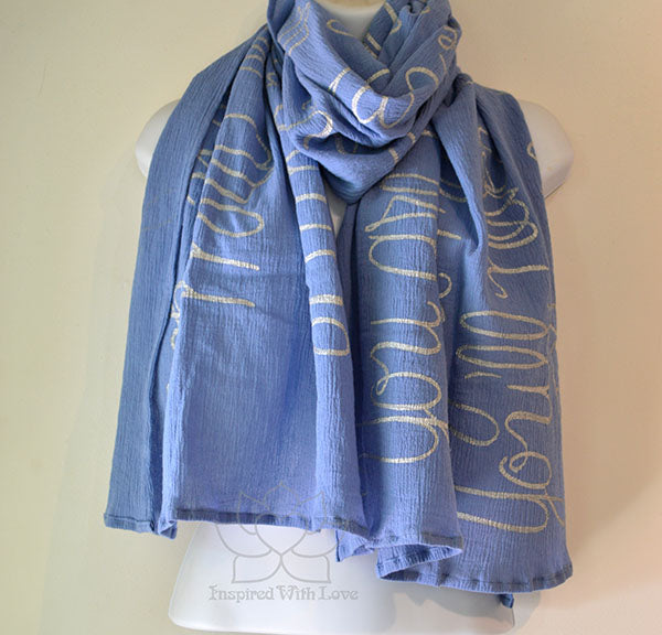 Custom Message 100% Cotton Gauze Coppen Blue Shawl (Made to Order)