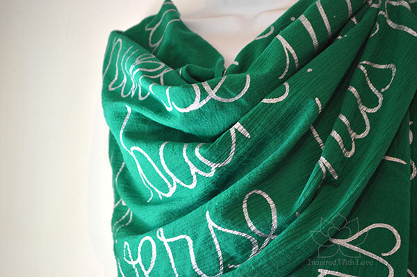 Custom Message 100% Cotton Gauze Flag Green Scarf (Made to Order)