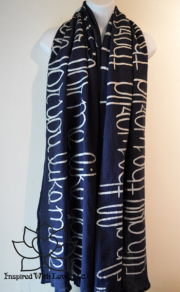 Custom Message 100% Cotton Gauze Navy Scarf (Made to Order)