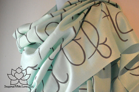 Custom personalized hand-painted pashmina script Mint scarf. Completely customizable. Choose your favorite quote, message, phrase. Contain a hidden secret message on the inside and looks like an abstract pattern when worn. Exclusively created by Inspired With Love.