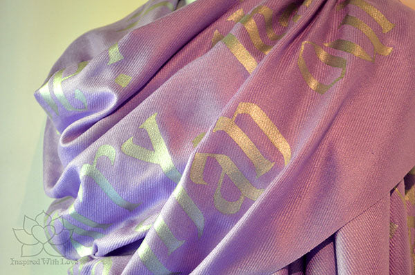Custom Hand-painted Old English Script Message Pashmina Lavender Scarf - Inspired With Love - Bridesmaid Proposal, Gifts for Her, Gifts for Mom, Personalized Quote Message Shawl, Anniversary, Wedding Favor, Corporate Gift, Assistant Thank You Scarf