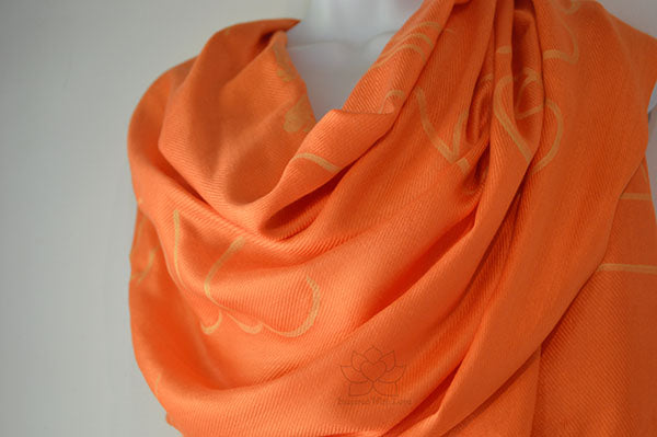 Custom Hand-painted Script Orange Scarf (Viscose/Acrylic blend) - Made to Order
