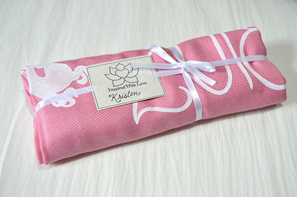 Custom Hand-painted Script Rose Pink Scarf (Viscose/Acrylic blend) - Made to Order