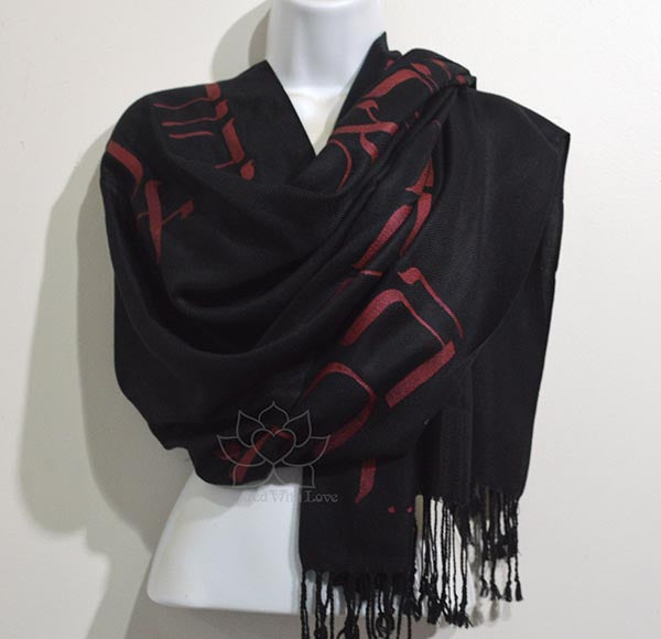 Custom Hand-painted Hebrew Shema Prayer Script Shawl (100% Viscose) - Made to Order