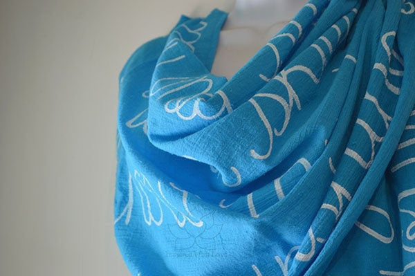 Custom Message 100% Cotton Gauze Turquoise Shawl (Made to Order)