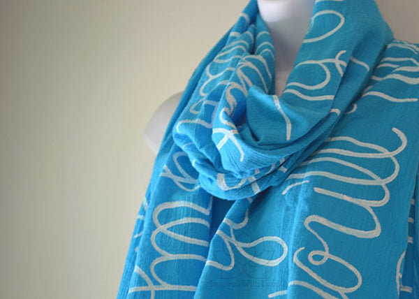 Custom Message 100% Cotton Gauze Turquoise Shawl (Made to Order)