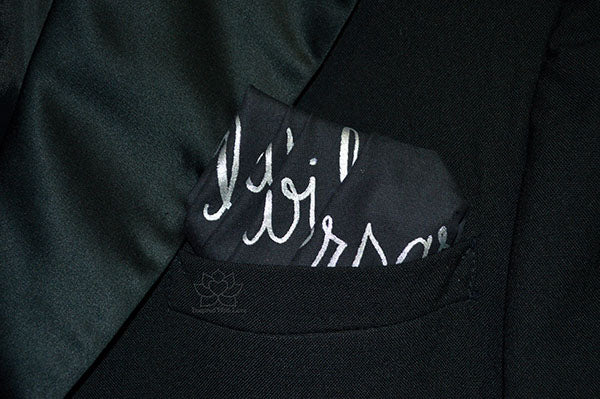 Custom 100% Classic Cotton Hand-painted Script Black Pocket Square - Made to Order