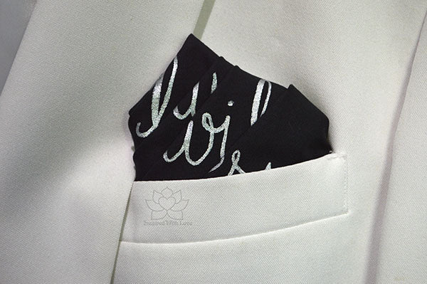 Custom Hand-painted Script 100% Cotton Black Pocket Square - 2 Years Cotton Anniversary Gifts for Him, Father Of Bride, Groomsman Proposal, Best Man Proposal, Will You Be My Best Man, Gifts for Dad, Inspired With Love