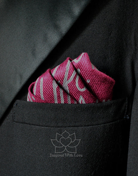 Custom Personalized Message Script Pocket Square, Groomsmen Proposal, Father of Bride - Inspired With Love