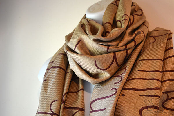 Custom Hand-painted Script Champagne Scarf (Viscose/Acrylic blend) - Made to Order
