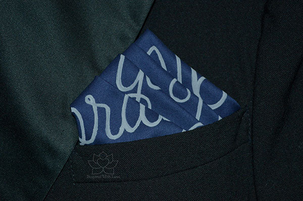 Custom 100% Classic Cotton Hand-painted Script Navy Pocket Square - Made to Order