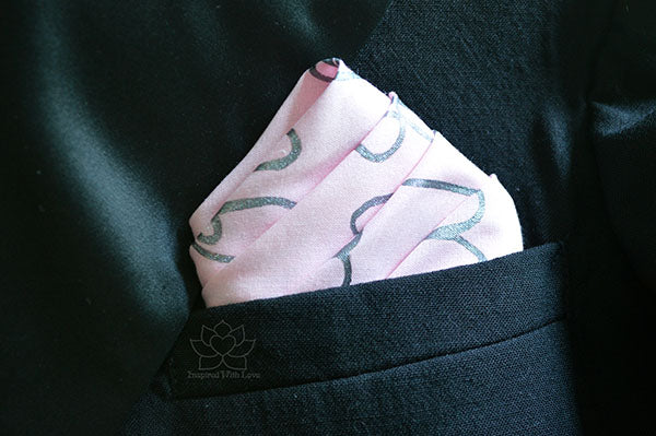 Custom 100% Classic Cotton Hand-painted Script Pink Pocket Square - Made to Order