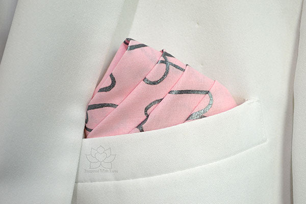 Custom Personalized 100% Classic Cotton Hand-Painted Message Script Pink Pocket Square - Inspired With Love