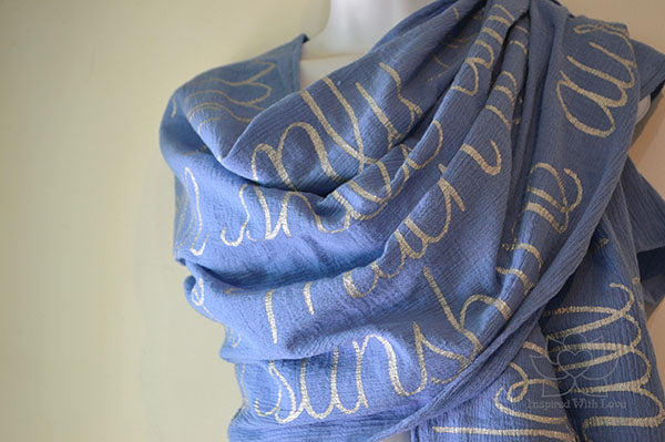 Custom Message 100% Cotton Gauze Coppen Blue Scarf (Made to Order)