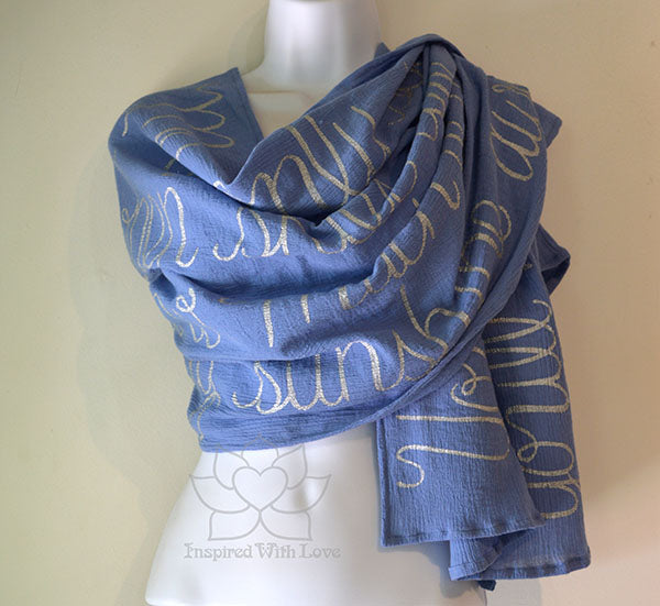 Custom Message 100% Cotton Gauze Coppen Blue Shawl (Made to Order)