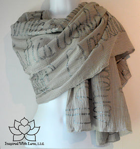 Custom Message 100% Cotton Gauze Ash Gray Script Scarf (Made to Order)