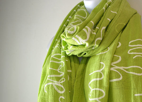 Custom Message 100% Cotton Gauze Lime Green Scarf (Made to Order)