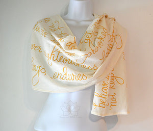 Custom Christian Bible Verse Scripture lightweight summer 100% cotton crinkle gauze scarf gift - 1 Corinthians 13:4-8 Love is patient, Love is kind. Love Never Fails. Prayer Shawl - Inspired With Love