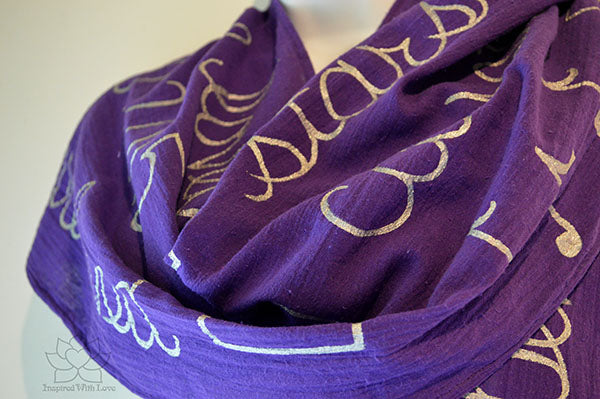 Custom Message 100% Cotton Gauze Purple Scarf (Made to Order)