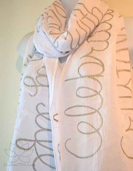 Custom Message 100% Cotton Gauze White Scarf (Made to Order)