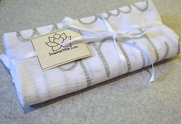 Custom Message 100% Cotton Gauze White Scarf (Made to Order)