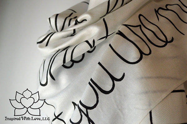 Personalized Hand-painted Pashmina Script White Scarf (Viscose/Acrylic blend) - Made to Order - Inspired With Love - 9