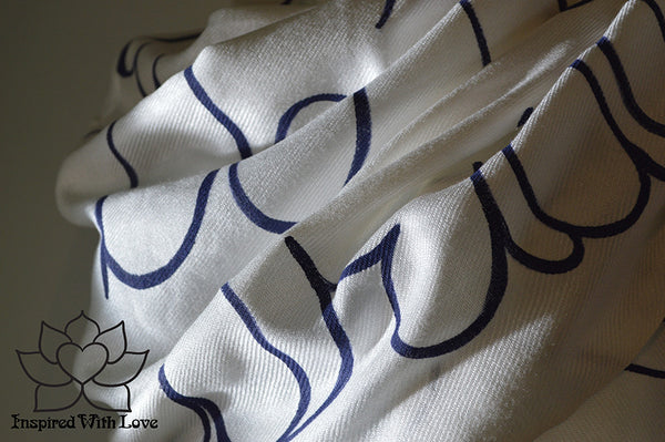 Custom Hand-painted Script Pashmina White Scarf (Viscose/Acrylic blend) - Made to Order