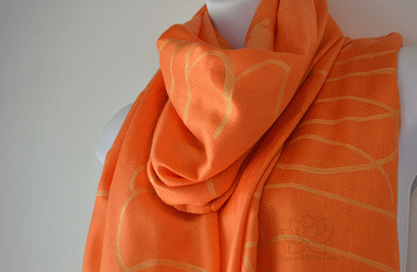 Custom Hand-painted Script Orange Scarf (Viscose/Acrylic blend) - Made to Order