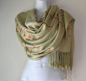 Custom Hand-painted Script Sage Scarf (Viscose/Acrylic blend) - Made to Order