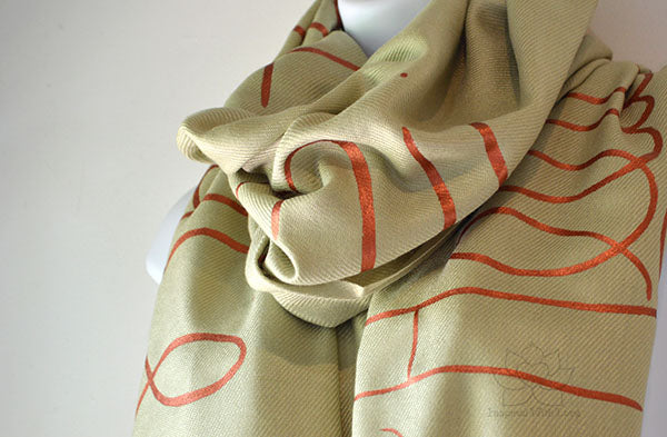 Custom Hand-painted Script Sage Scarf (Viscose/Acrylic blend) - Made to Order
