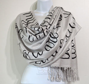 Custom message quote script Silver scarf, Personalized secret message shawl - Inspired With Love