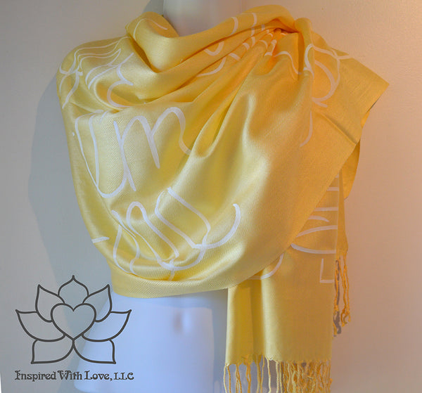 Custom Message Quote Script Yellow Scarf, Bridesmaid Proposal, Wedding Gifts, Gift for mom, Friendship Scarf - Inspired With Love